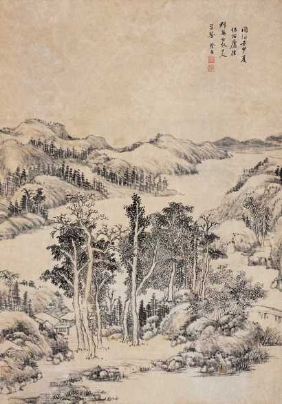 王荫昌 壬申（1872年）作 山水 立轴